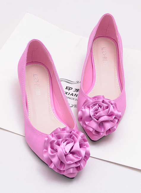 Free shipping women flats new silk fabrics large flowers with pointed low women shoes