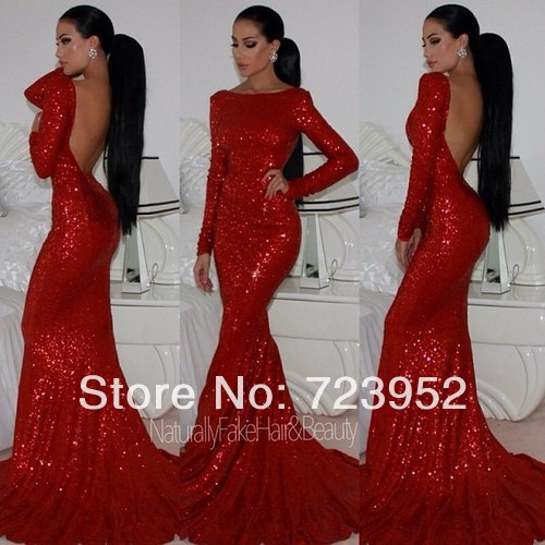 -dresses-2014-Backless-Mermaid-Sheath-Fitted-Red-Sequin-Sparkle-Dress ...