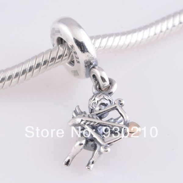 925 Sterling Silver Thread Core Cupid Charm Pendant Charm Bead Fits European Style Jewelry Bracelets Necklaces