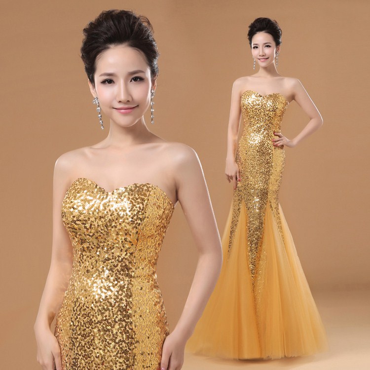 2014 fashion celebrity dress glitter fish tail evening party dresses ...
