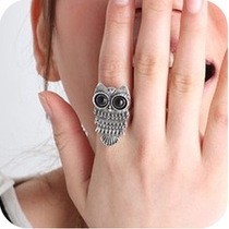  10 mix order Free Shipping New Fashion Bronze Stud Owl Vintage Black Eye Alloy Ring