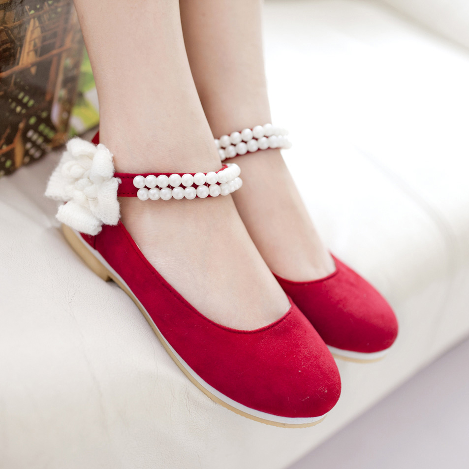 Female shoes three dimensional flower beaded flat thick shoes sweet casual shoes single shoes