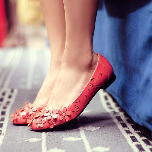 2014 spring single shoes flat heel four seasons shoes sweet flower cute flat shoes female shoes