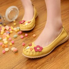 Genuine leather loafers gommini sweet flower soft flat nurse shoes casual shoes spring and autumn flat heel shoes