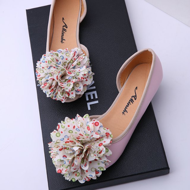 Spring sweet flower women s flat heel shallow mouth flat slippers casual single shoes female shoes