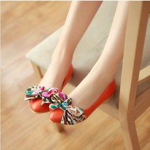 2014 spring flower single shoes shallow mouth female shoes flat single shoes flats spring single shoes casual shoes