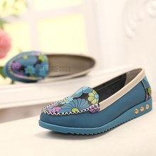 Genuine leather 2014 women’s single shoes mother flower casual shoes comfortable flat hot-selling female shoes