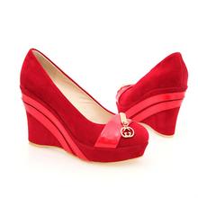 Single shoes women’s wedges shoes metal flower female casual sweet platform round toe shoes flat slip-resistant single shoes