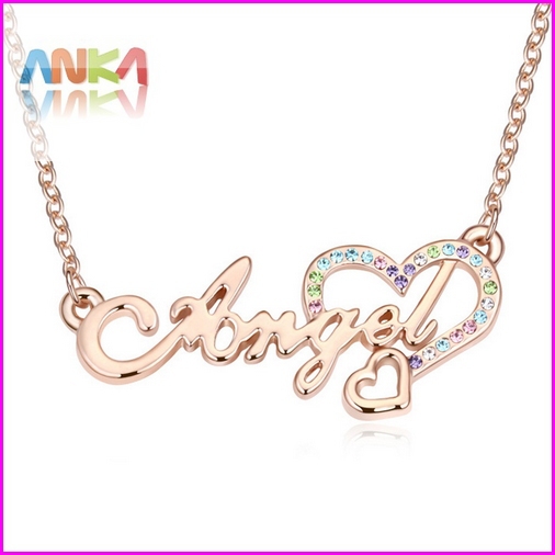 2015 Collares Collar Rushed Trendy Jewelry Colares Femininos Pendant Necklace New Rose Plated Angel Love Rhinestone