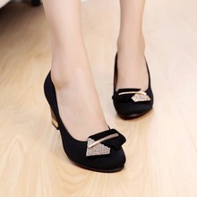 Comfortable work shoes mother shoes ol elegant women’s shoes spring single shoes thick heel high-heeled shoes women’s diamond