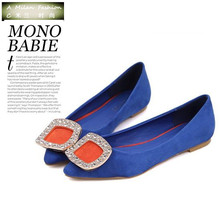 2014 spring dipper shoes diamond side buckle chicken pointed toe comfortable flat women’s shoes single shoes