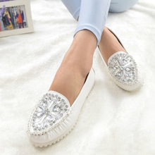 Diamond women’s shoes single shoes female white flat heel shoes female fashion four seasons shoes flat comfortable female spring