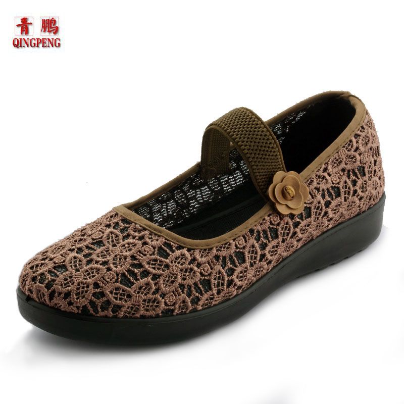 Cotton made beijing women s shoes heel soft outsole network mother summer breathable plus size 