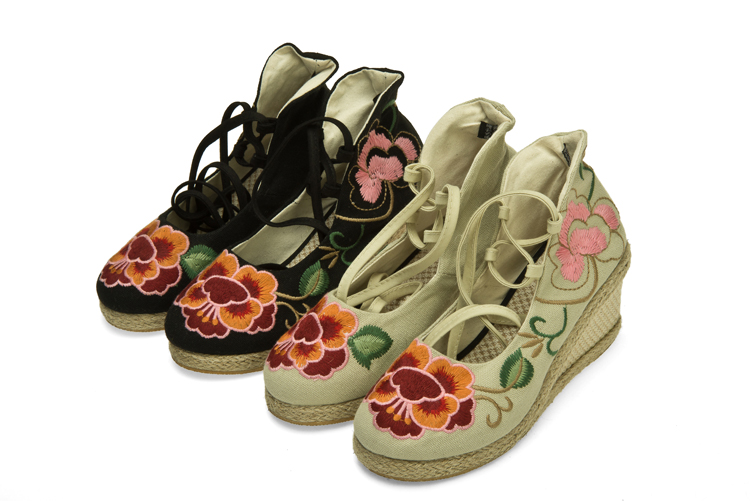 Spring beijing cotton made shoes embroidered women s wedges shoes national trend women s shoes high