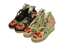 Spring beijing cotton-made shoes embroidered women’s wedges shoes national trend women’s shoes high-heeled shoes