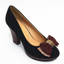 2014 spring shoes thick heel rhinestone bow women’s shoes casual comfortable women’s shoes