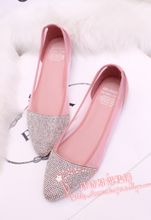 Buling sweet rhinestone mantianxing sexy pointed toe flat-bottomed single shoes summer gauze shallow mouth cutout women’s casual