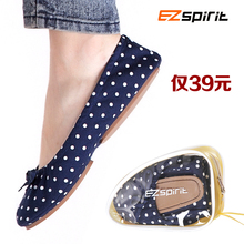 Folding driving shoes egg rolls shoes maternity travel canvas single shoes paillette shoes female