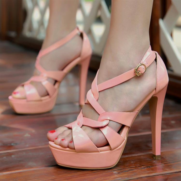 2014 spring and summer ultra high heels strap hasp sexy women s shoes thin heels leather