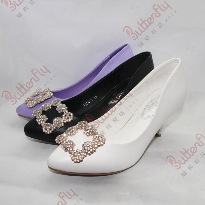 Women s shoes 2014 spring new arrival 1036 5 rhinestone thin heels shoes low top party