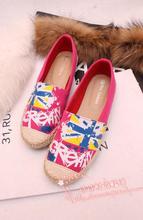 Preppy style fashion linen round toe casual canvas shoes cow muscle outsole gommini women’s dance shoes loafers shoes