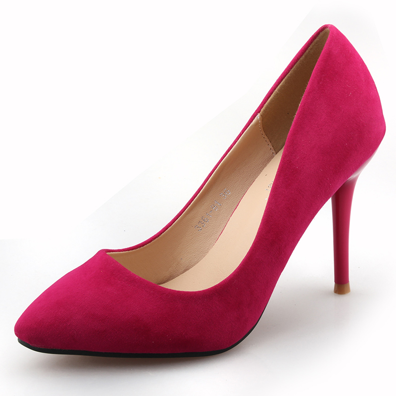 2014 spring thin high heeled pointed toe heels single shoes female ol professional women shoes plus