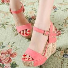 2014 fashion platform wedges female sandals platform buckle strap platform high-heeled 31 office shoes small yards