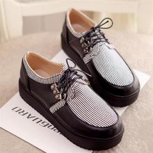 2014 preppy style comfortable paltform stripe plaid lacing shoes platform shoes vintage single shoes