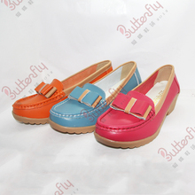 2014 spring shoes new arrival t316 color block decoration bow mother cow muscle shoes outsole casual shoes female shoes