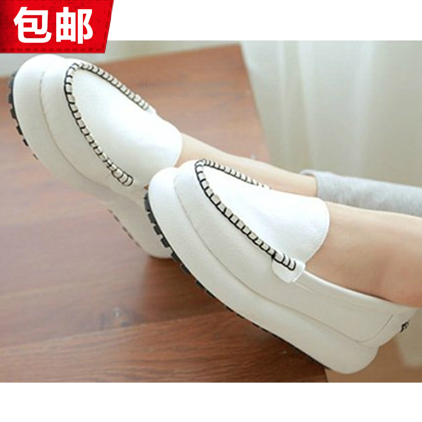 2014 platform shoes single wedges female white spring
