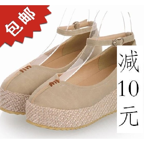2013 women s shoes single shoes leather summer paltform beige orange yellow wedges casual belt