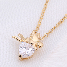 Wholesale Fashion 18K Yellow Gold Plated White Heart CZ Stylish Cupid Pendant Necklace