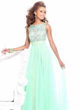 New Arrival Custom Made A-line Beaded Sleeveless Floor-length Green Sexy Prom Dresses Party Dress Lady Dress