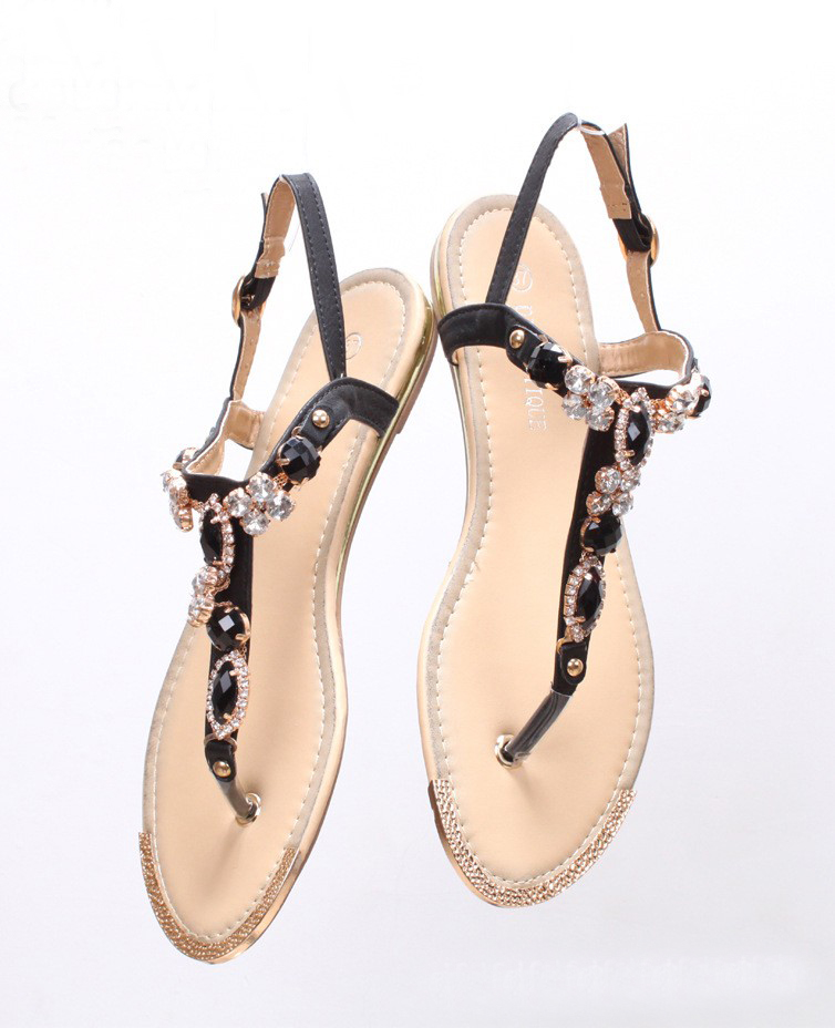 2014 summer women fashion rhinestone sandals flat crystal flip flops T strap women slides shoes beige