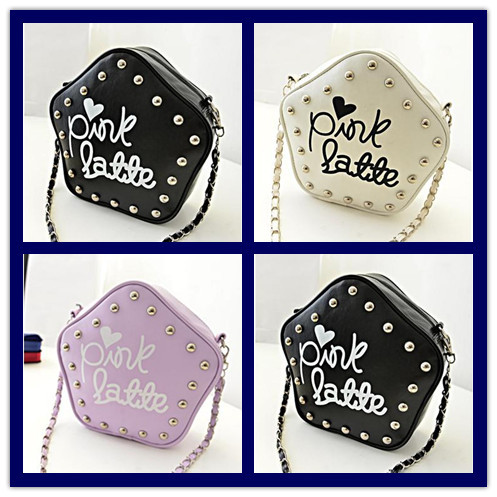 Children s Fashion Leather Shoulder Bags Girl s Rivet Designer Handbags Kid s Fashion Purse Women