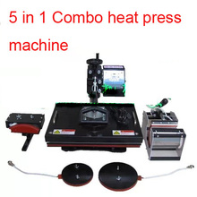 5 in 1 combo heat sublimation machine mug heat press machine 220/110V t-shirt heat transfer machine DHL free shipping