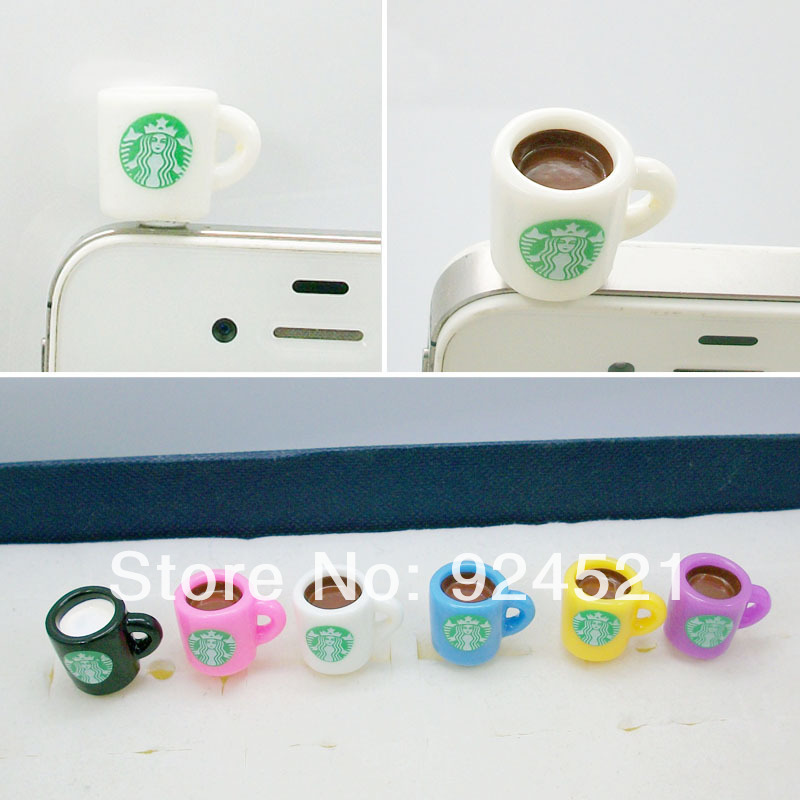 Starbucks cup Dust Plug for i phone 3 5mm earphone jack plug cell phone accessories mixed