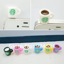 Starbucks cup Dust Plug for i phone 3.5mm earphone jack plug cell phone accessories mixed colors CYY054