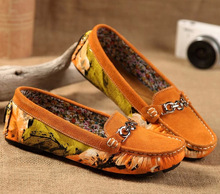 Promotions!!New 2014 women genuine leather shoes slip-on ballet women flats comfort anti-skid woman causal sports shoes sneakers