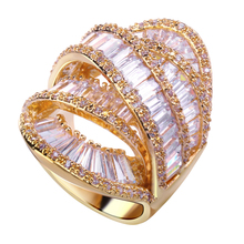 2014 New Fashion Woman Luxury Flower Shape wedding rings Top Grade Zirconia Crystal Nickel Free Plating Propose Marriage Gift