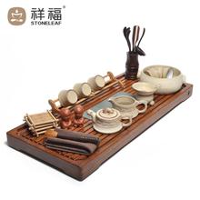 Ceramic kung fu tea set belt bamboo inkstands stone tea tray tea sea tz067