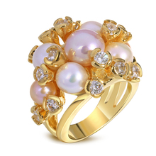 New Look  Woman Luxury Flower Shape wedding rings Top Grade Zirconia Crystal Nickel Free Plating Propose Marriage Gift