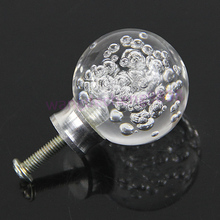 Hot Sell 3pcs/lot Clear Bubble Acrylic Door Pull Knob Drawer Cabinet Cupboard Handle 30mm Hardware Free Shipping