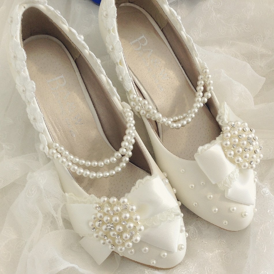 2014 wedding shoes free shipping spring autumn white bow lace women s shoes bride bridesmaid shoes