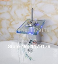 LED basin LED 3 colors faucet sitting faucet copper chrome finishing faucet SQ23