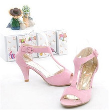 New Fashion Sexy Faux Suede Open Toe High Heels T strap Sandals For Women Summer Shoes