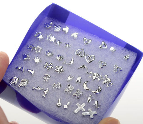 Fashion Jewelry Wholesale Lots 24 Pairs Mix Styles Silver Plated Earrings Ear Stud Stud Earrings