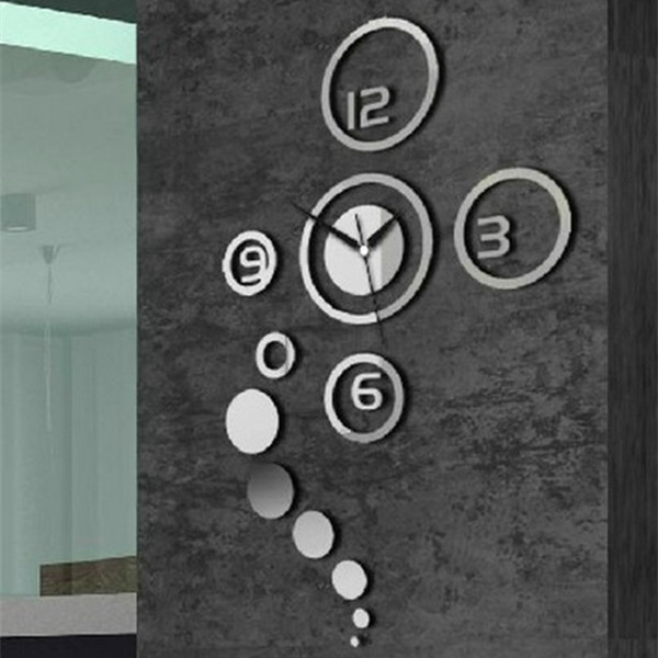 Free Shipping 3D Mirror Wall Stickers Clock DIY Fashion Clock A Beautiful Home Furnishing Decoration FZ2407