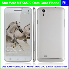 Original Star W92 octa core mtk6592 1.7GHz android4.2 cell phone 2gb ram 16gb rom 5.0inch 1280*720p Screen Gesture GPS OTG