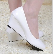 Nurse shoes black and white wedges women’s work shoes fashion shoes square mouth single shoes white collar ol elegant women’s